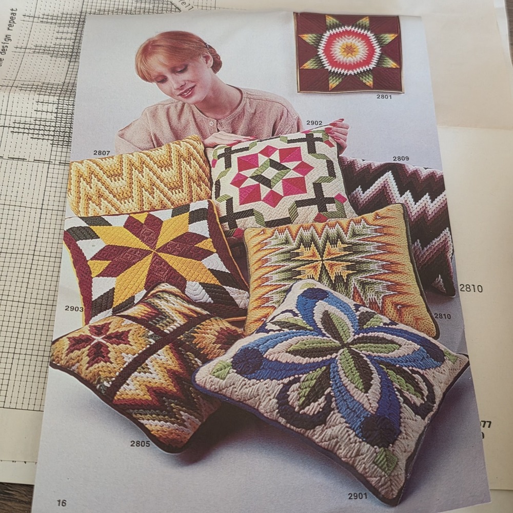 Artcraft Concepts BARGELLO Needlepoint Pillow Top Kit Geometric Pattern #2810